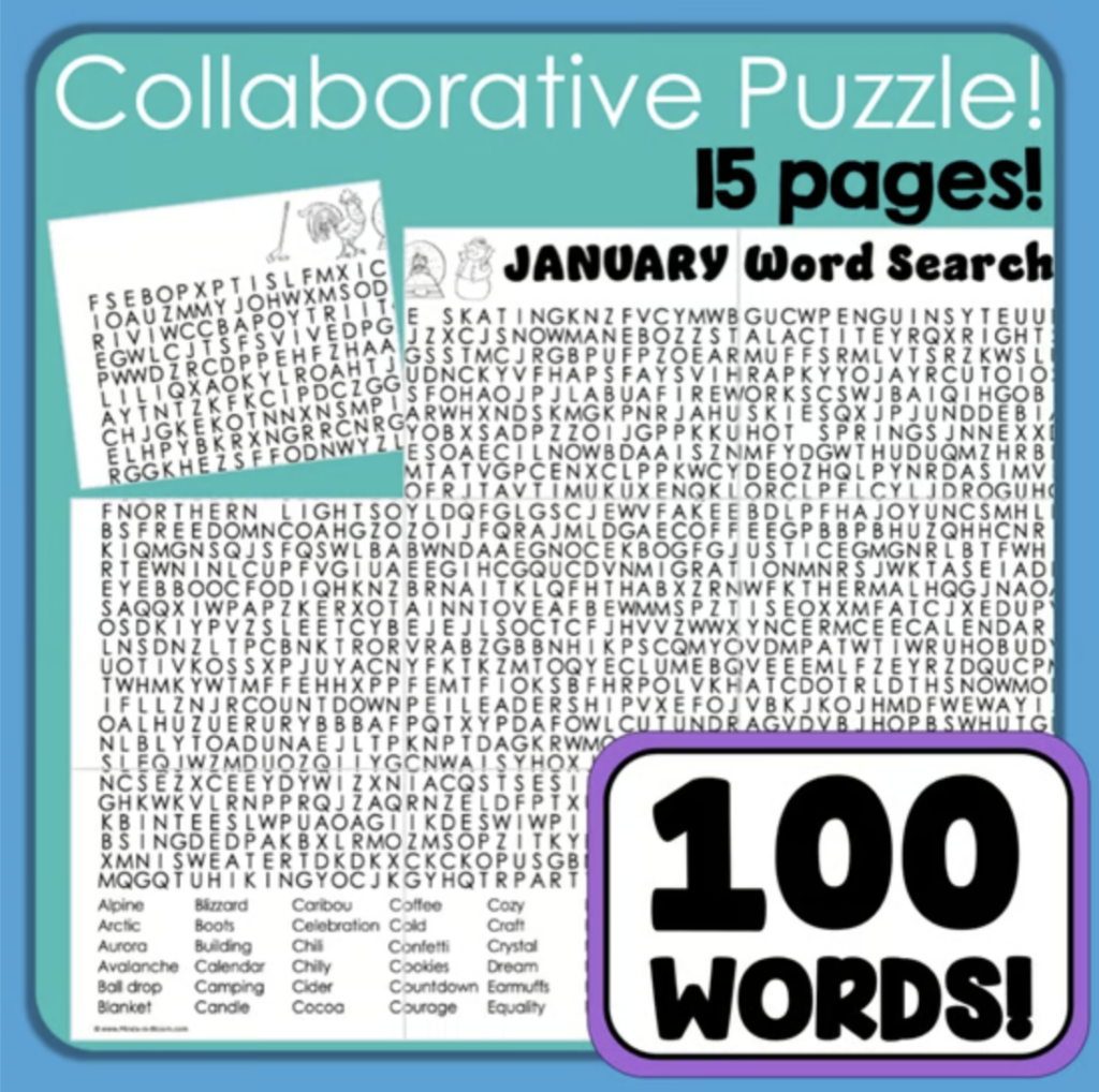 Giant January Word Search Puzzle